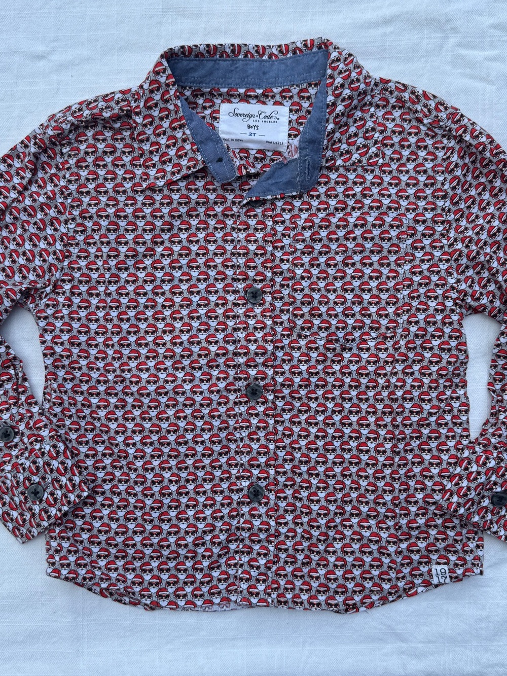 Sovereign Code Home Alone Christmas Holiday Cool Santa Boys Button-Up 2T